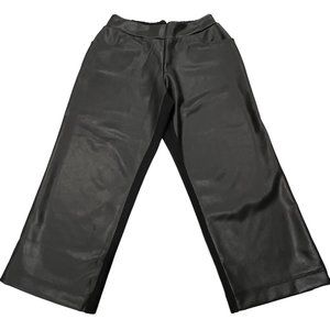 Belle by Kim Gravel Pull-On Cropped Faux Leather Ponte Pants, Pockets, Black, 16